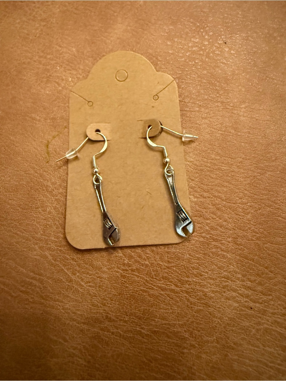 Silver Wrench Dangle Earrings with 925 Sterling hook